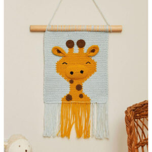 suspension murale girafe jaune et marron